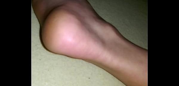  Sleepy footjob and cum